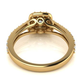 2 Carat Princess Cut Halo Diamond Engagement Ring in 14 Karat Yellow Gold