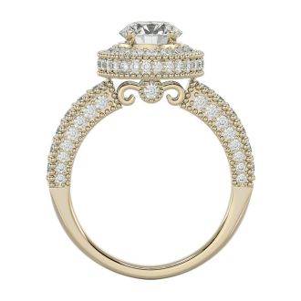 2 1/2 Carat Halo Diamond Engagement Ring In 14 Karat Yellow Gold