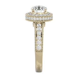 2 1/2 Carat Halo Diamond Engagement Ring In 14 Karat Yellow Gold