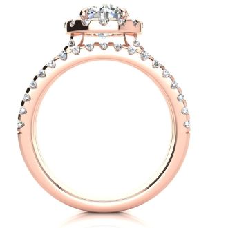 2 Carat Round Halo Diamond Engagement Ring in 14 Karat Rose Gold