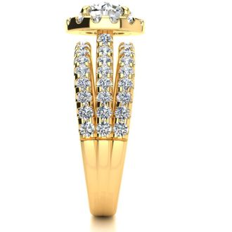 2 Carat Round Halo Diamond Engagement Ring in 14 Karat Yellow Gold

