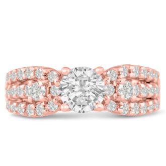 1 1/5ct Round Brilliant Diamond Engagement Ring Crafted in 14 Karat Rose Gold