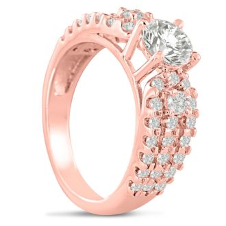 1 1/5ct Round Brilliant Diamond Engagement Ring Crafted in 14 Karat Rose Gold