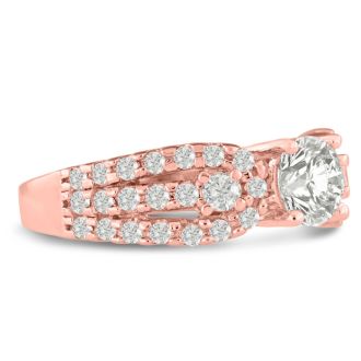 1 1/5ct Round Brilliant Diamond Engagement Ring Crafted in 14 Karat Rose Gold