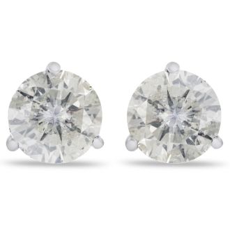 2 Carat Round Shape Diamond Martini Stud Earrings In 14 Karat White Gold