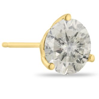 Value Priced 2.00 Carat Round Cut Diamond Stud Earrings In 14 Karat Yellow Gold