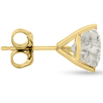 Value Priced 2.00 Carat Round Cut Diamond Stud Earrings In 14 Karat Yellow Gold