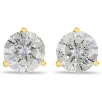 2 Carat Round Shape Diamond Martini Stud Earrings In 14 Karat Yellow Gold