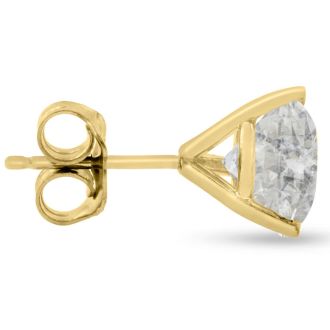 2 Carat Round Shape Diamond Martini Stud Earrings In 14 Karat Yellow Gold