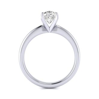 1 Carat Cushion Cut Diamond Solitaire Engagement Ring In 14K White Gold