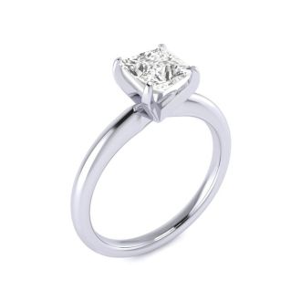 1 Carat Princess Cut Diamond Solitaire Engagement Ring In 14K White Gold