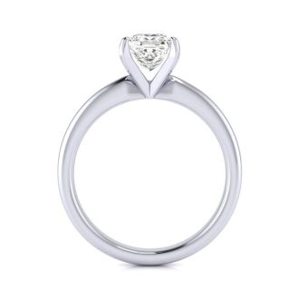 1 Carat Princess Cut Diamond Solitaire Engagement Ring In 14K White Gold