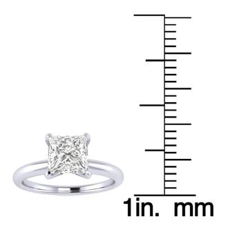 1 Carat Princess Cut Diamond Solitaire Engagement Ring In 14K White Gold