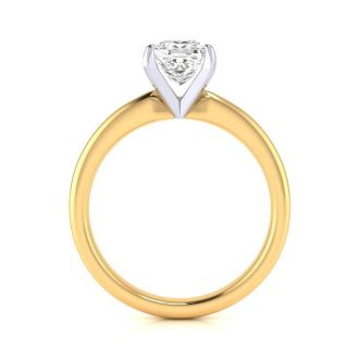 1 Carat Princess Cut Diamond Solitaire Engagement Ring In 14K Yellow Gold