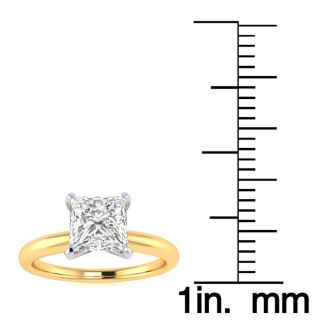 1 Carat Princess Cut Diamond Solitaire Engagement Ring In 14K Yellow Gold