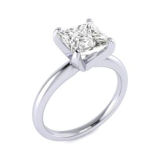 2 Carat Princess Cut Diamond Solitaire Engagement Ring In 14K White Gold