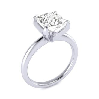 2 1/2 Carat Princess Cut Diamond Solitaire Engagement Ring In 14K White Gold