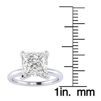 2 1/2 Carat Princess Cut Diamond Solitaire Engagement Ring In 14K White Gold