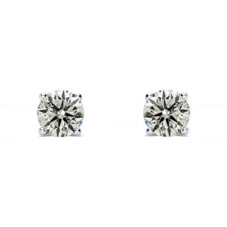 1/4 Carat Natural Diamond Stud Earrings In 14 Karat White Gold