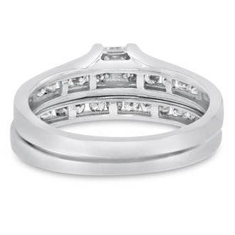 1/2 Carat Princess And Round Diamond Bridal Set In 14 Karat White Gold