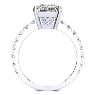 3 1/2 Carat Princess Cut Diamond Engagement Ring Including 2 1/2 Carat Center Diamond In 14K White Gold