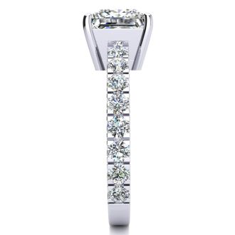 3 1/2 Carat Princess Cut Diamond Engagement Ring Including 2 1/2 Carat Center Diamond In 14K White Gold