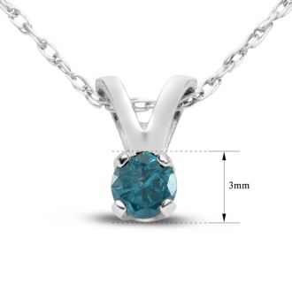 1/10th Carat Blue Diamond Solitaire Necklace