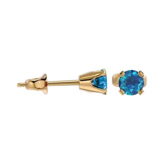 1/4 Carat Blue Diamond Stud Earrings In Yellow Gold