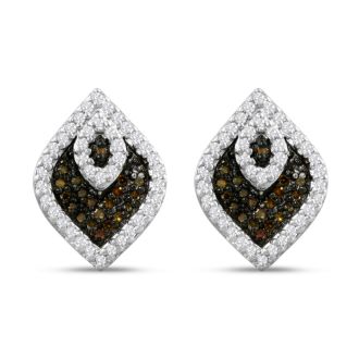 1/3ct Champagne and White Diamond Stud Earrings In 14 Karat Rose Gold Plated 925 Silver