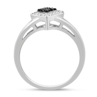 1/5ct Black and White Princess Diamond Ring