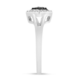 1/5ct Black and White Princess Diamond Ring