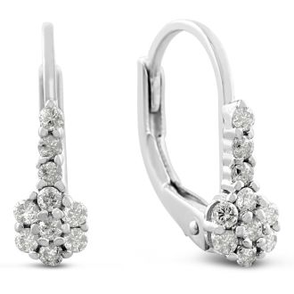 1/4ct Diamond tiny Leverback Earrings Crafted In Solid Sterling Silver, 1/2 Inch