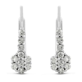 1/4ct Diamond tiny Leverback Earrings Crafted In Solid Sterling Silver, 1/2 Inch