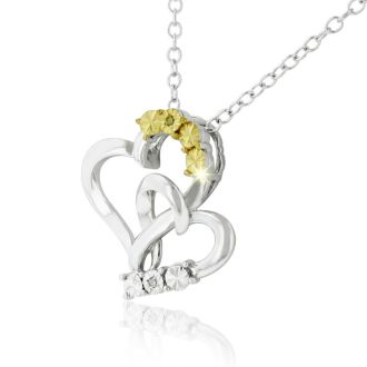 Two-Tone Diamond Heart Necklace - Mother & Daughter Special
