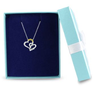 Two-Tone Diamond Heart Necklace - Mother & Daughter Special