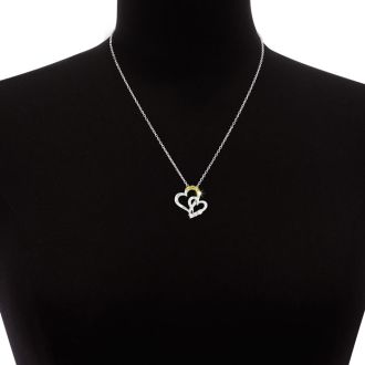 Two-Tone Diamond Heart Necklace - Mother & Daughter Special