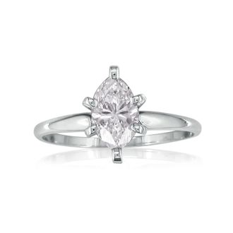 Cheap Engagement Rings, 1/3 Carat Marquise Diamond Solitaire Ring In 14K White Gold
