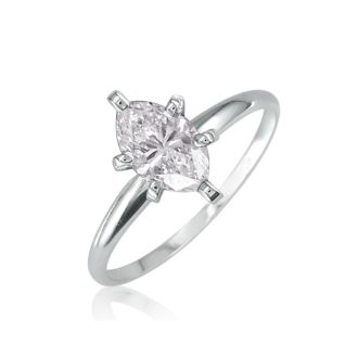 Cheap Engagement Rings, 1/3 Carat Marquise Diamond Solitaire Ring In 14K White Gold