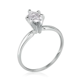 Cheap Engagement Rings, 1/3 Carat Marquise Diamond Solitaire Ring In 14K White Gold