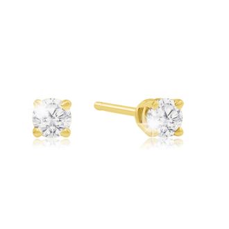 1/4 Carat Diamond Stud Earrings In Yellow Gold