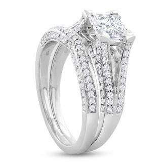 Estate Jewelry 1 3/4 Carat Created Diamond Bridal Set In Sterling Silver, Size 7