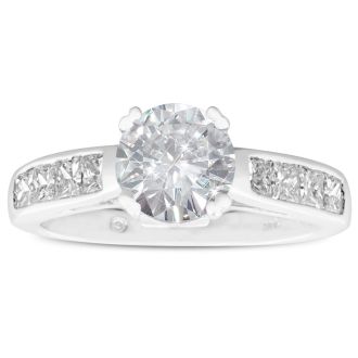 2 Carat Fine Diamond Engagement Ring In 14 Karat White Gold
