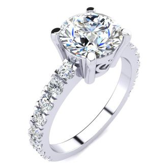 3 Carat Fine Diamond Engagement Ring In 14 Karat White Gold