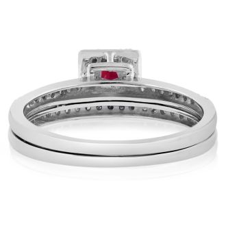 1/2ct Pave Ruby and Diamond Bridal Set
