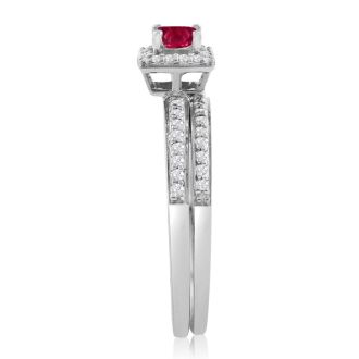 1/2ct Pave Ruby and Diamond Bridal Set
