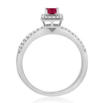 1/2ct Pave Ruby and Diamond Bridal Set
