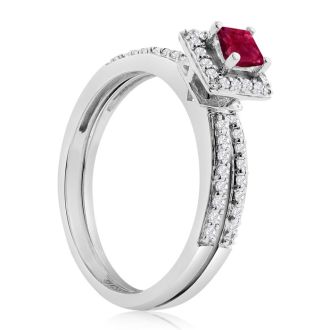 1/2ct Pave Ruby and Diamond Bridal Set
