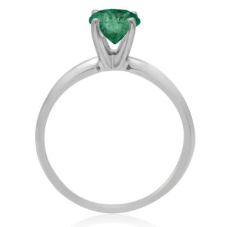 1 Carat Emerald Solitaire Engagement Ring In 14 Karat White Gold
