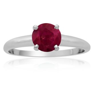 1 Carat Ruby Solitaire Engagement Ring In 14 Karat White Gold