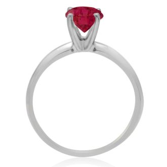 1 Carat Ruby Solitaire Engagement Ring In 14 Karat White Gold